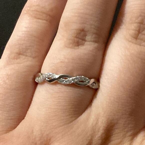 925 sterling silver ring cz stone twist adjustable - Picture 7 of 9